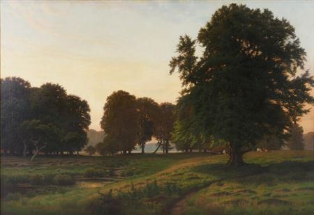 Aftenstemning i Dyrehaven by Eiler Rasmussen Eilersen - Auction record, sale price, and art valuation. Compare with similar artists and explore comparable artworks.