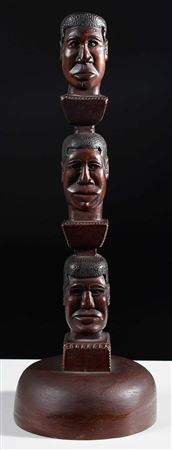 Sample artwork by Ulysses Davis (1913 - 1990), known for naive wood carving-religious and portrait subjects - View similar artists and auction records
