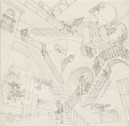 Relativity by MC Escher - Auction record, sale price, and art valuation. Compare with similar artists and explore comparable artworks.