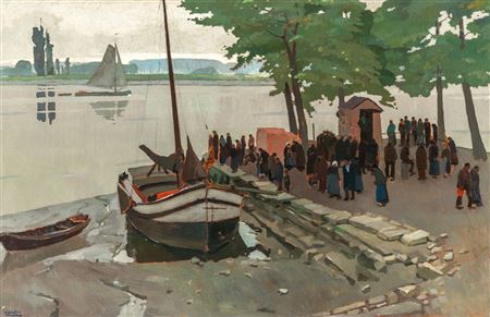 Animated quay at the river Scheldt by Tony Os - Auction record, sale price, and art valuation. Compare with similar artists and explore comparable artworks.
