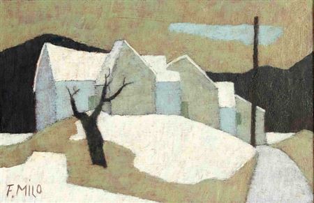 Häuser im Winter by Frank Milo - Auction record, sale price, and art valuation. Compare with similar artists and explore comparable artworks.