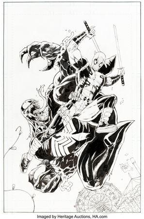 Venom Annual #1 Deadpool Variant Cover Original Art (Marvel, 2023) by Tony Daniel - Auction record, sale price, and art valuation. Compare with similar artists and explore comparable artworks.