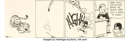 Bill Watterson Calvin and Hobbes Daily Comic Strip Original Art dated 12-8-90 (United Press Syndicate, 1990) by Bill Watterson - Auction record, sale price, and art valuation. Compare with similar artists and explore comparable artworks.