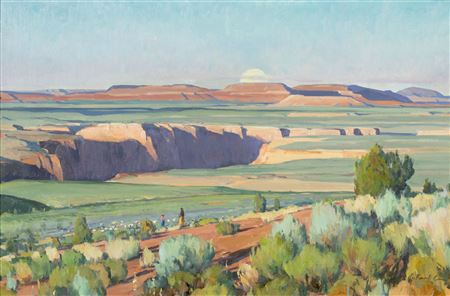 Navajo Moon Rise by Russell Case - Auction record, sale price, and art valuation. Compare with similar artists and explore comparable artworks.
