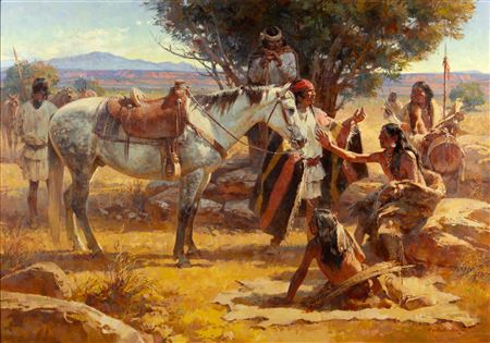 Bartering the Spanish Pony by Roy Andersen - Auction record, sale price, and art valuation. Compare with similar artists and explore comparable artworks.