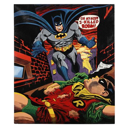 Sample artwork by Steve Kaufman (1960 - 2010), known for pop art painting, iconic comic and celebrity images - View similar artists and auction records