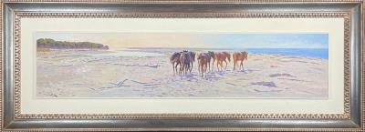 Horses along the Beach of Torre Trattula by Angiolo Volpe - Auction record, sale price, and art valuation. Compare with similar artists and explore comparable artworks.
