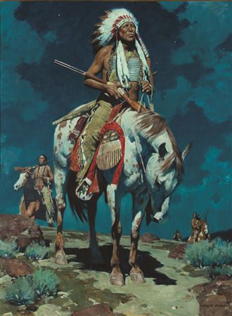 Sample artwork by David Mann (Born 1948), known for indian figure-genre, horse - View similar artists and auction records