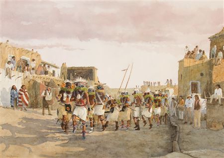 Mixed Kachina Dance by David Halbach - Auction record, sale price, and art valuation. Compare with similar artists and explore comparable artworks.