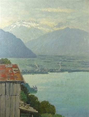 View of Lake Geneva with Chillon Castle by Arno Weber - Auction record, sale price, and art valuation. Compare with similar artists and explore comparable artworks.