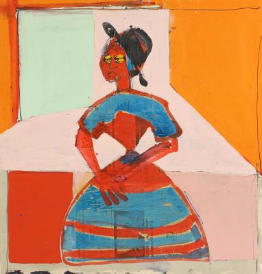 Woman in a dress by John Kiki - Auction record, sale price, and art valuation. Compare with similar artists and explore comparable artworks.