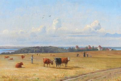 Landscape with grazing cattle by Otto Haslund - Auction record, sale price, and art valuation. Compare with similar artists and explore comparable artworks.