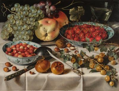 Still Life with Assorted Fruit, Including Wild Strawberries and Cherries in Two Porcelain Bowls by Pieter Claesz - Auction record, sale price, and art valuation. Compare with similar artists and explore comparable artworks.