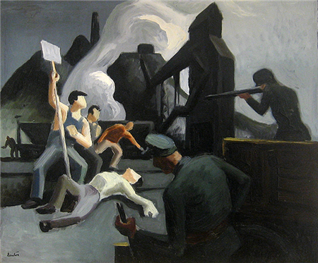 Thomas Hart Benton "Mine Strike, Pittsburgh PA (Waiting on verso)"