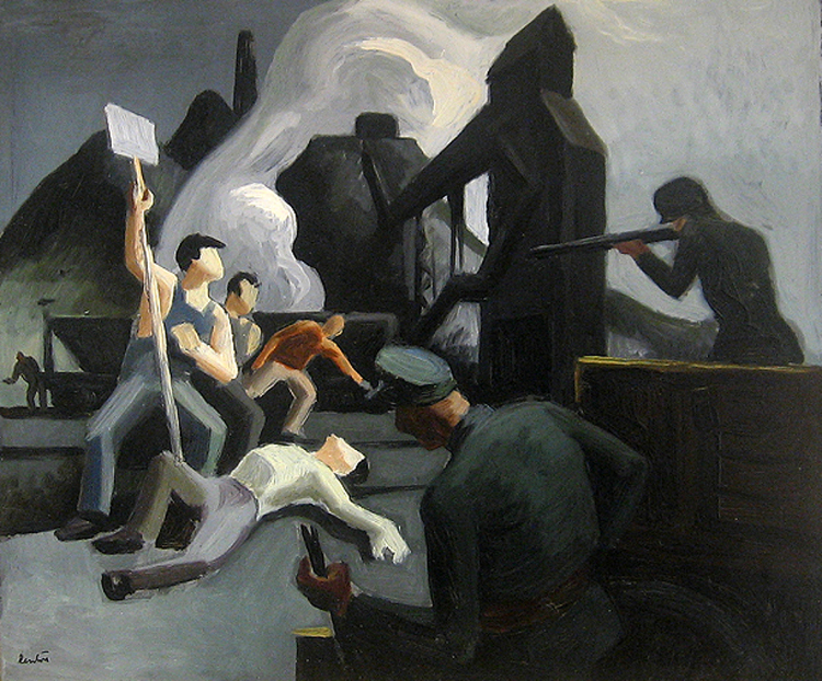 Thomas Hart Benton "Mine Strike, Pittsburgh PA (Waiting on verso)"