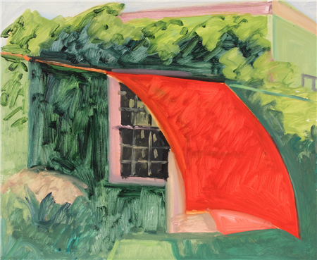 Red Drape Overlapping Window