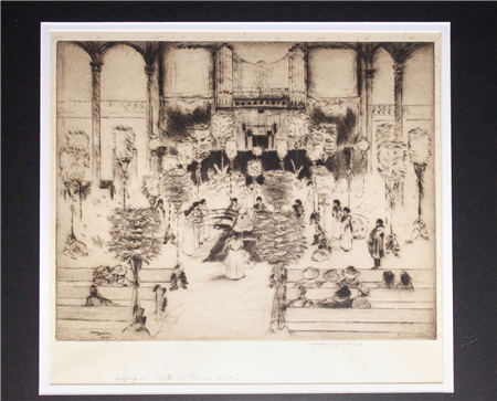 ‘Lying in State of Prince Kuhio’ by Huc Mazelet Luquiens, 1922 - Image 1 of 4
