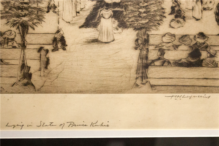 ‘Lying in State of Prince Kuhio’ by Huc Mazelet Luquiens, 1922 - Image 2 of 4