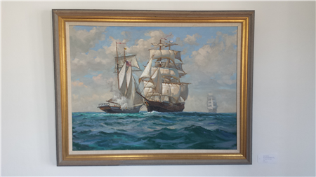 The Pride of Baltimore and The Brig Unicorn Meet at Sea