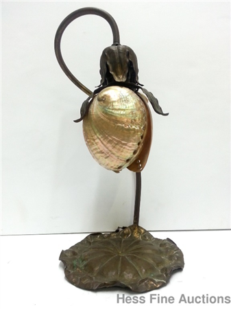 Charles frederick eaton Signed Abalone Arts Crafts Lamp