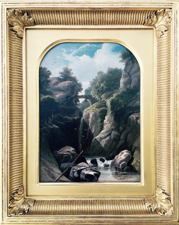 Gorge Scene with Stone Bridge & Waterfall - Image 2 of 2