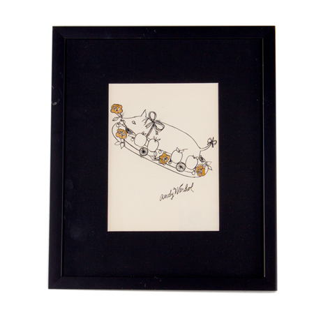 Lot 1606: Attr. to Andy Warhol "Suckling Pig," ink on paper.