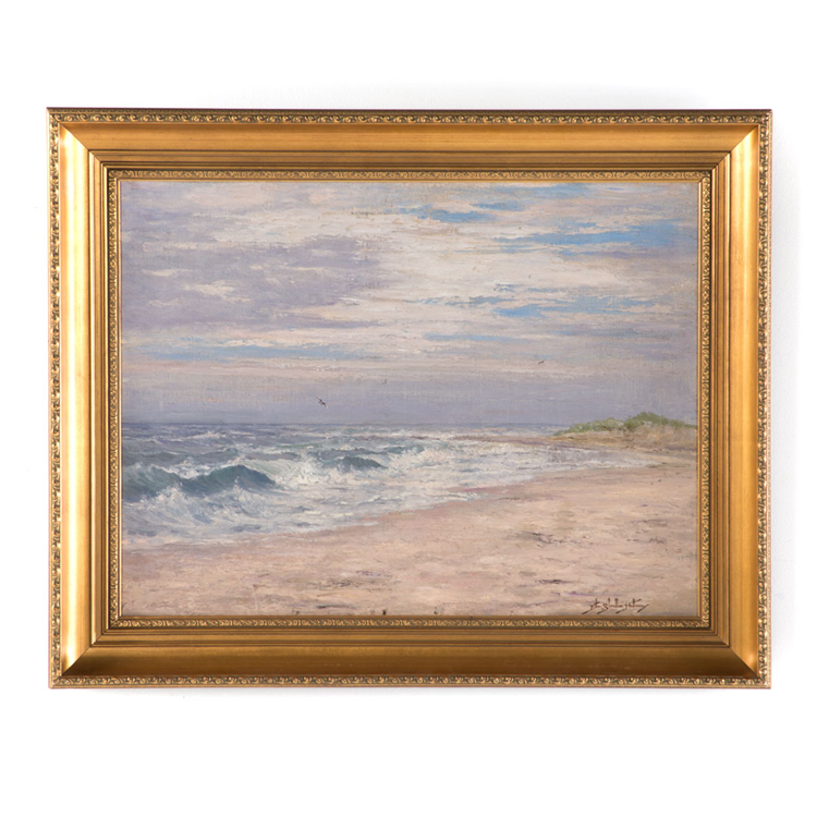 Lot 1600: Edward S. Holloway "Crashing Waves," oil on canvas.