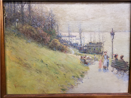"Riverside Park" Oil on Board by Paul Sawyier - Image 1 of 2