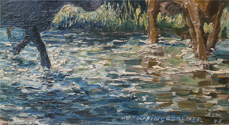 Pastoral Landscape with Cows, Stream & Hill - Image 4 of 4