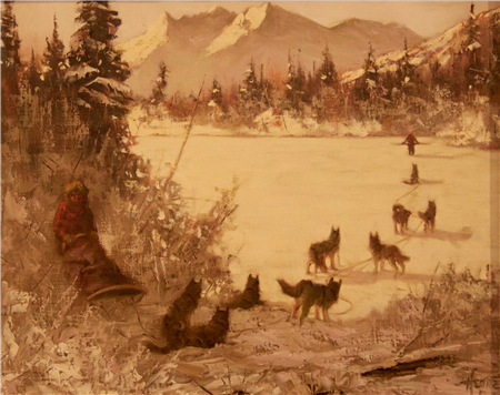 Dog Team on Ice Alaska