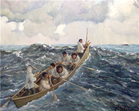 Native Whalers in Canoe