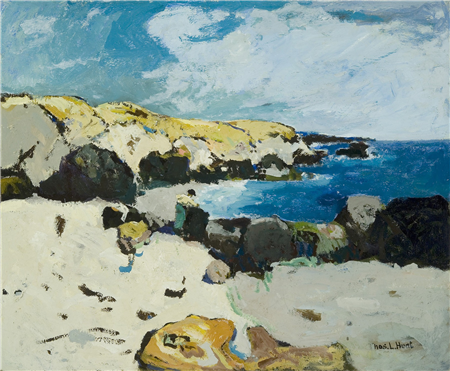 "Ocean Scene, Man on Rock" (Pirate's Cove, Newport Beach) - Image 1 of 2