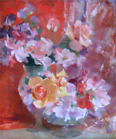 Laura Coombs Hiils (1859 - 1952)
"Sweet Peas and Roses"