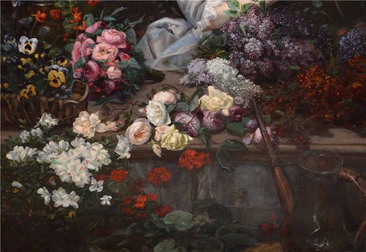 A Beautiful Woman Arranging a Bouquet of Flowers - Image 2 of 4