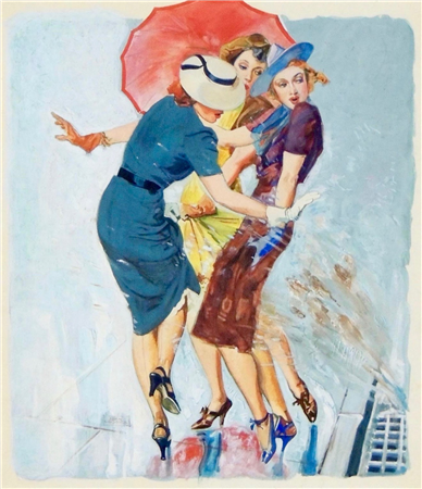 Woman on Rainy Day, Saturday Evening Post Cover 1939 - Image 1 of 3