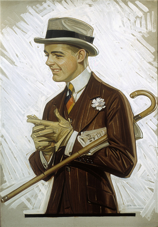 Man With Cane and Gloves