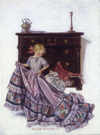 Girl Trying on Mother's Dress
