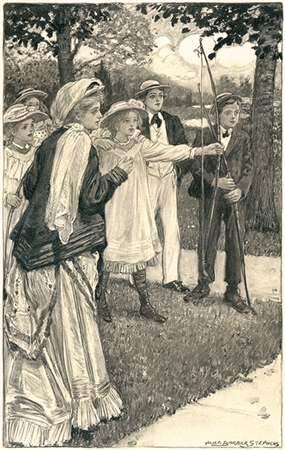 Young Girl Shooting Bow and Arrow