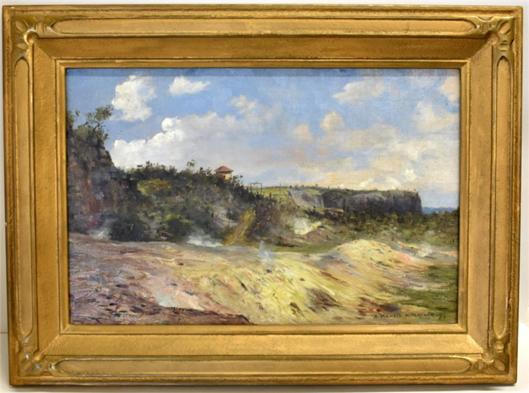 Oil on canvas Hawaiian scene (Oahu) by listed renowned artist David Howard Hitchcock (1861-1943) is signed and dated