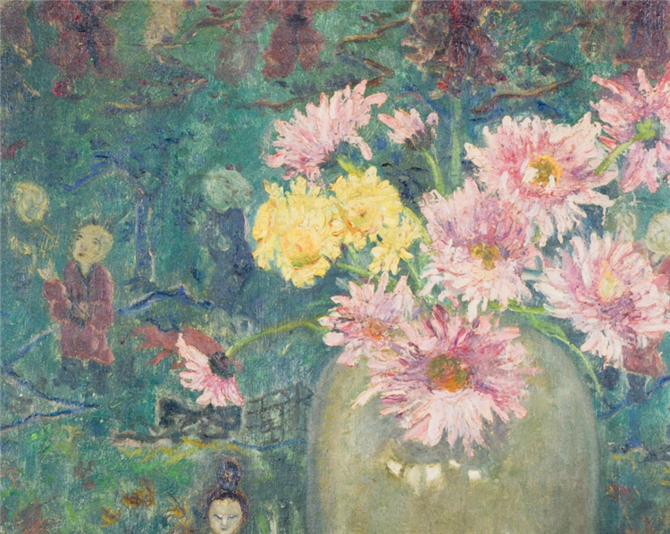 Bessie Lasky USA Chinoiserie Oil Painting - Image 3 of 4