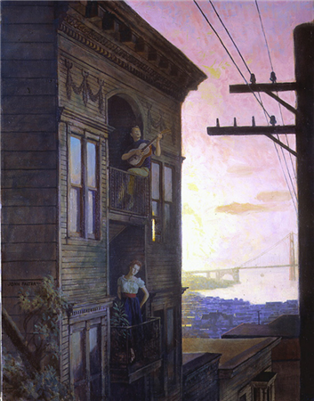 Man in Window Playing Guitar, San Francisco