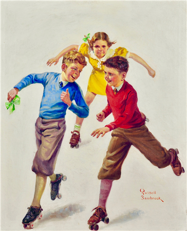 Three Children Skating - Image 1 of 2