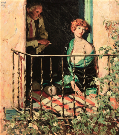 Woman seated on Balcony