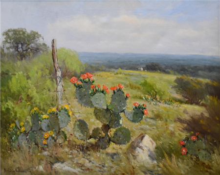 "Prickly Pear in Bloom" Cactus - Image 1 of 3