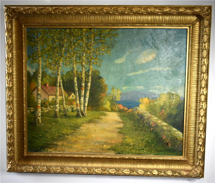 LANDSCAPE WITH BIRCHES AND HOUSES - Image 2 of 3