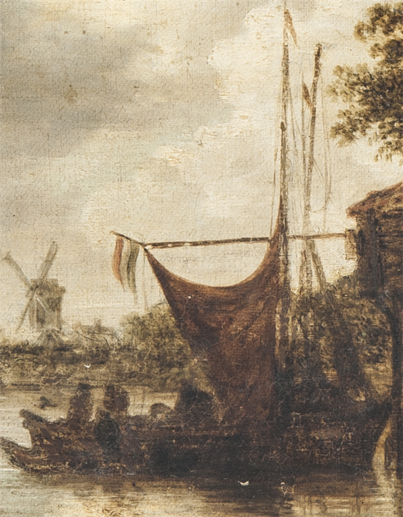 “River Scene with Three Boats and Houses” - Image 4 of 4