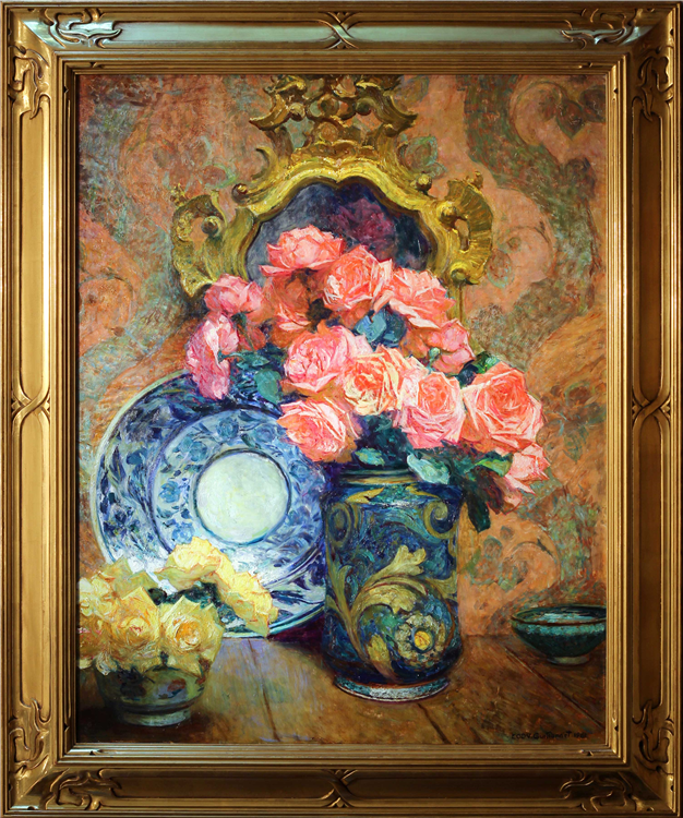 Les Lotus et Bouquets de Roses avec Porcelaine Chinoise - Image 2 of 4