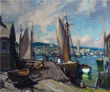 Emile Gruppe (1896 - 1978) "Harbor Scene"