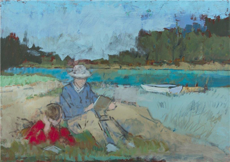 Landscape with Row Boat and Figures