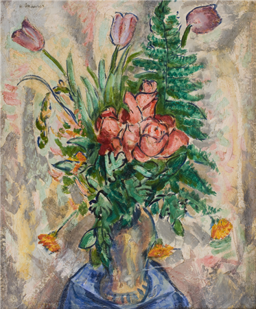 Still Life with Red Tulips and Roses